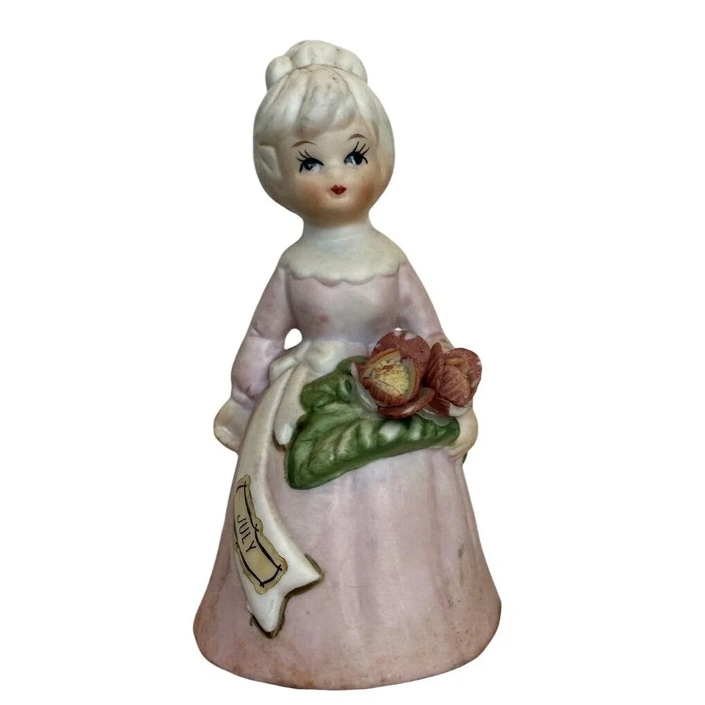 July Birthstone Flower Figurine Porcelain Lady Vintage Roses Gift‎